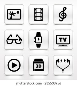 Digital Technology and Innovations on White Square Buttons