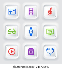 Digital Technology and Innovations on White Bevel Square Buttons