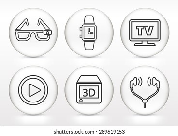 Digital Technology and Innovations on White Round Buttons