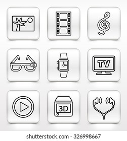 Digital Technology and Innovations on White Square Buttons