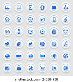 Digital Technology and Internet Innovations on White Bevel Round Buttons