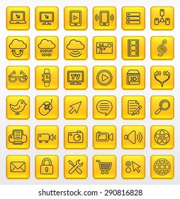 Digital Technology and Internet Innovations on Yellow Square Buttons