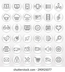 Digital Technology and Internet Innovations on White Round Buttons