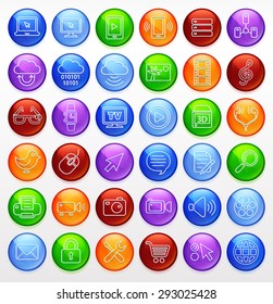 Digital Technology and Internet Innovations on  Color Round Buttons