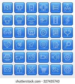 Digital Technology and Internet Innovations on Blue Square Buttons