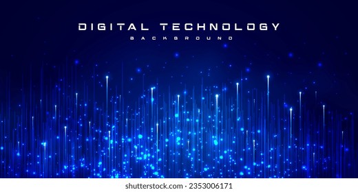 Digital technology internet network speed connection blue background, cyber nano information, abstract science communication, innovation futuristic tech data, Ai big data, lines dots illustration 3d