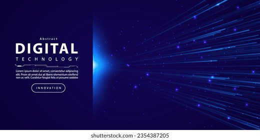 Digital technology internet network speed connection blue background, cyber nano information, abstract science communication, innovation futuristic tech data, Ai big data, lines dots illustration 3d