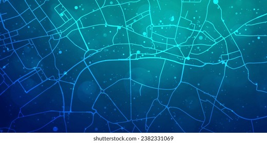 Digital technology internet network speed connection blue green background, cyber nano information, abstract communication, innovation future tech data, Ai big data lines dots, illustration vector 3d