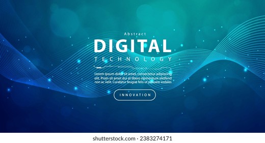 Digital technology internet network speed connection blue green background, cyber nano information, abstract communication, innovation future tech data, Ai big data lines dots, illustration vector 3d