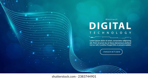 Digital technology internet network speed connection blue green background, cyber nano information, abstract communication, innovation future tech data, Ai big data lines dots, illustration vector 3d