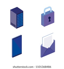 digital technology isometrics icons