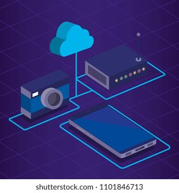 digital technology isometrics icons