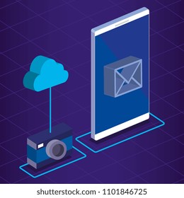 digital technology isometrics icons