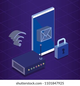 digital technology isometrics icons