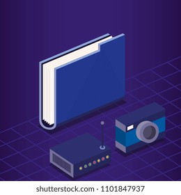 digital technology isometrics icons