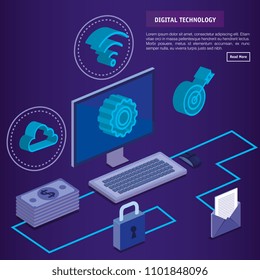 digital technology isometrics icons