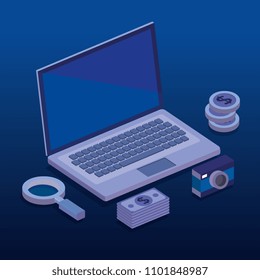 digital technology isometrics icons