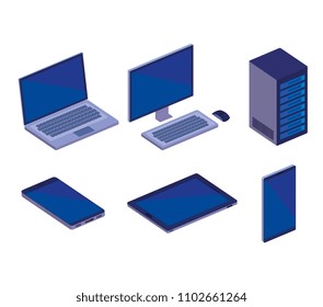 digital technology isometrics icons