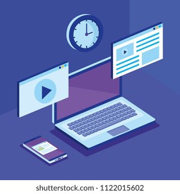digital technology isometrics icons