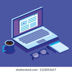digital technology isometrics icons