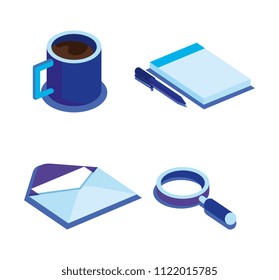 digital technology isometrics icons