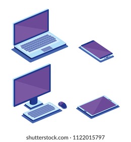 digital technology isometrics icons