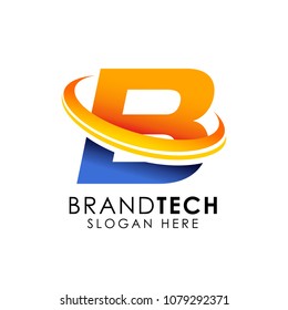 Digital Technology Letter B Logo. web icon vector