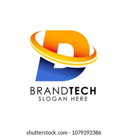 Digital Technology Letter D Logo. web icon vector