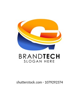 Digital Technology Letter G Logo. web icon vector