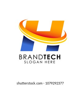 Digital Technology Letter H Logo. web icon vector