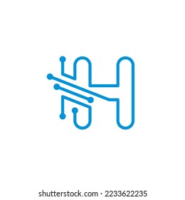 Vector de logotipo H de la carta de tecnología digital 003