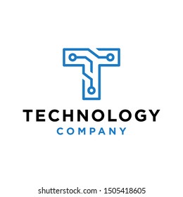 Digital Technology Letter initial T connection Icon Logo Design Element vector logotype template 