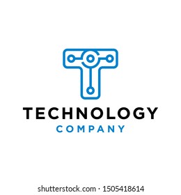 Digital Technology Letter initial T connection Icon Logo Design Element vector logotype template 