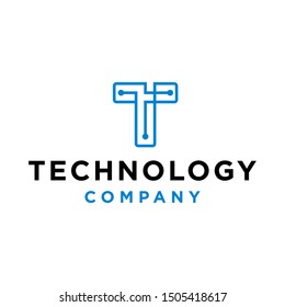 Digital Technology Letter initial T connection Icon Logo Design Element vector logotype template 