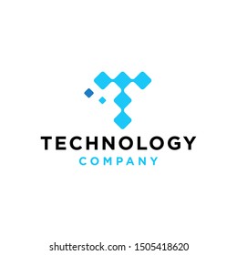 Digital Technology Letter initial T connection Icon Logo Design Element vector logotype template 