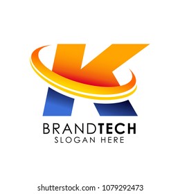Digital Technology Letter K Logo. web icon vector