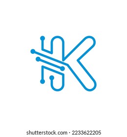 Vector de logotipo K de la carta de tecnología digital 003