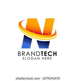 Digital Technology Letter N Logo. web icon vector