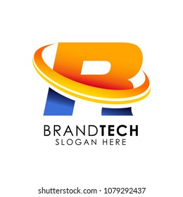Digital Technology Letter R Logo. web icon vector