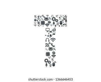 Digital Technology Letter T Icon Logo Design Element - Vector