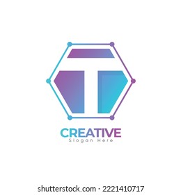 Digital Technology Letter T Logo Template, With White Background, Premium Hi-Quality Technology Letter T  Vector Logo.