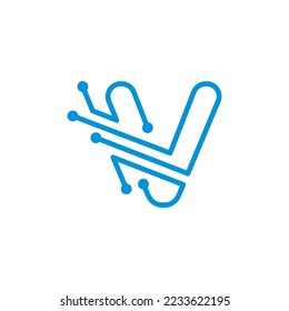 Digital Technology Letter V Logo Vector 003
