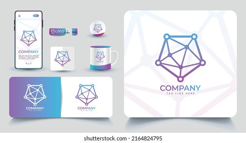 Digital Technology Logo Branding Premium Vector. Gradient Colour And   
Stationary Logo Template Design.