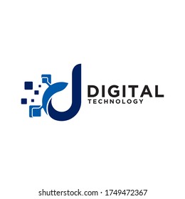 Digital technology logo icon vector template. Letter D simple logo design.