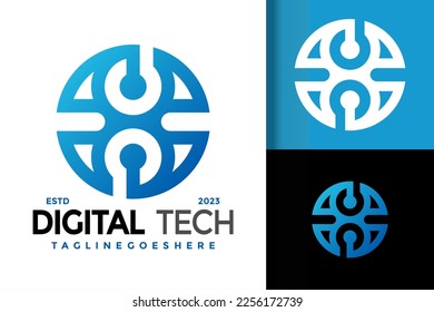 Modelo de Ilustración de vectores de elementos de diseño de logotipos de tecnología digital
