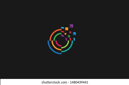 Digital Technology logo simple tech design. Vector creative abstract circle round multi color modern icon