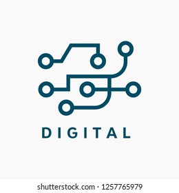 Digital technology logo template