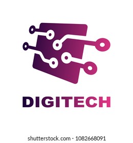 Digital Technology Logo. Template Design Vector, Emblem, Design Concept, Creative Symbol, Icon. EPS 10