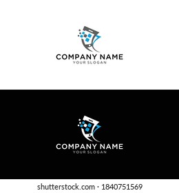 Digital technology logo template. Mobile phone and tablet vector design. Smart gadgets illustration