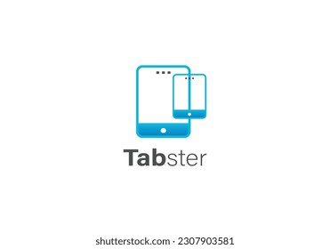 Digital technology logo template. Mobile phone and tablet vector design. Smart gadgets illustration